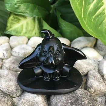 

Cartoon Fox With Nine Tails Originality Lovable Decoration, Adorable Version Small Animal Stone Carving Obsidian,Mini Adornment