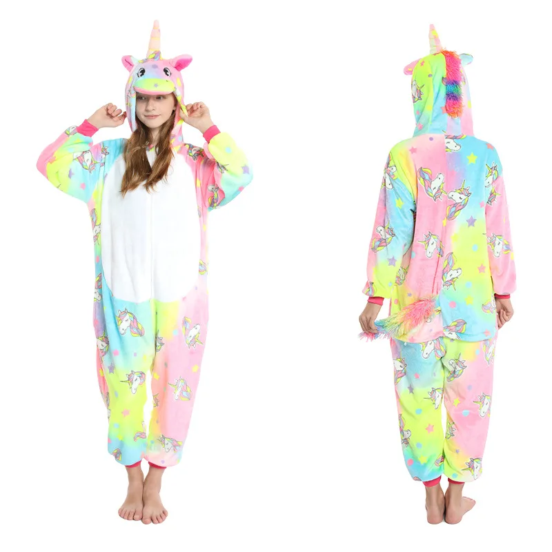 Dinosaur Unicorn Onesie Pajamas Baby Kids Winter Flannel