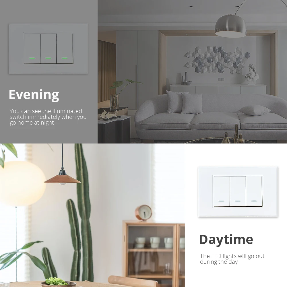 Interruptor de Luz Compatível com a Vida Zemismart Inteligente Wifi Parede Luxo 1 2 3 Gangues App Alexa Google Casa Controle Voz Tb21 - Image 5