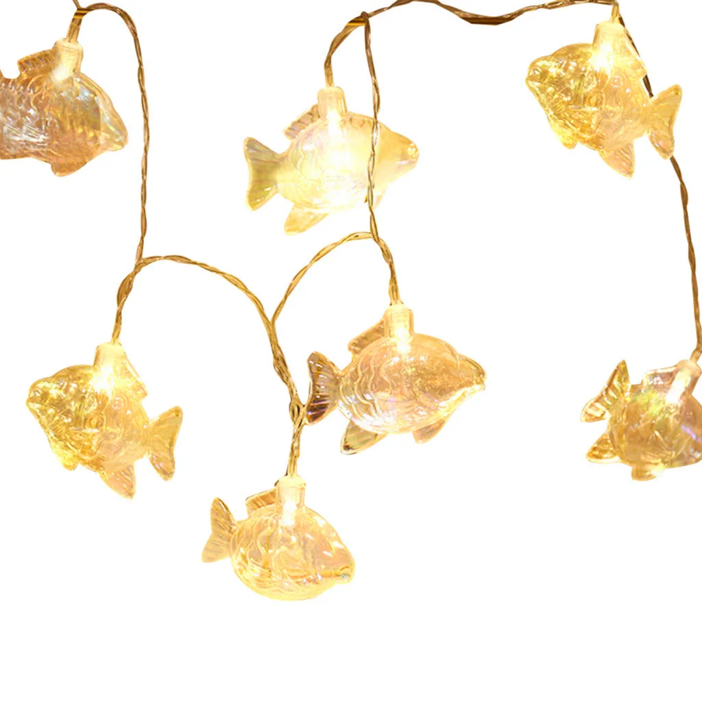 Transer 1.5m 10 Lamp Seahorse Shell Fish LED Lighting String Lamp for Fairy Garden Home Decor Birthday Wedding Party Decal 907