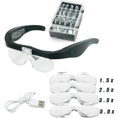 

Magnifying Glass with Led Lights Loupe Magnifier1.5/2.5/3.5/5.0X USB Rechargeable for Reading Jewelers Watchmaker Repair Wearing