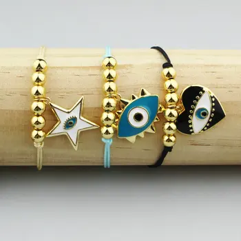 

adjustable 10pcs/lot fashion enamel charm bracelet,multi style eye shape jewelry pendant,handmade bracelet jewelry