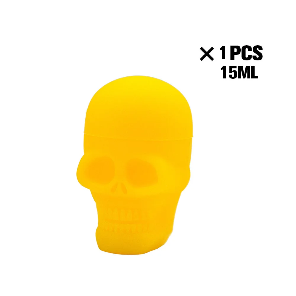 Yellow-15ML 2 размеры силиконовый контейнер антипригарное силиконовые баночки контейнеры для хранения масла ящик для банки контейнер Череп Форма - Цвет: Yellow-15ML