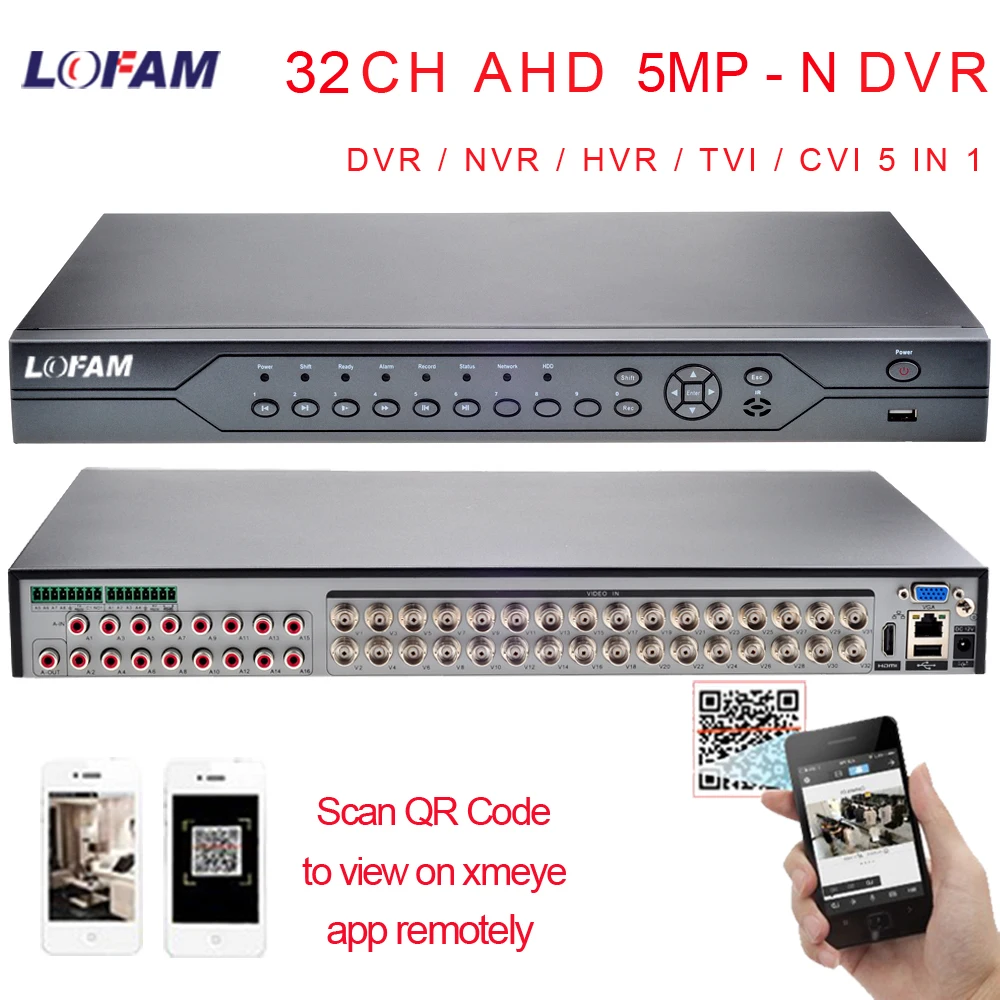 Видеорегистратор LOFAM 32CH 5MP N AHD DVR TVI CVI NVR 1080P HDMI камера видеонаблюдения