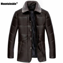 Mountainskin, новинка, толстая кожаная куртка для мужчин, зимняя, осенняя, мужская, модная, одноцветная, ветрозащитная, теплая куртка, Мужская брендовая одежда, SA793