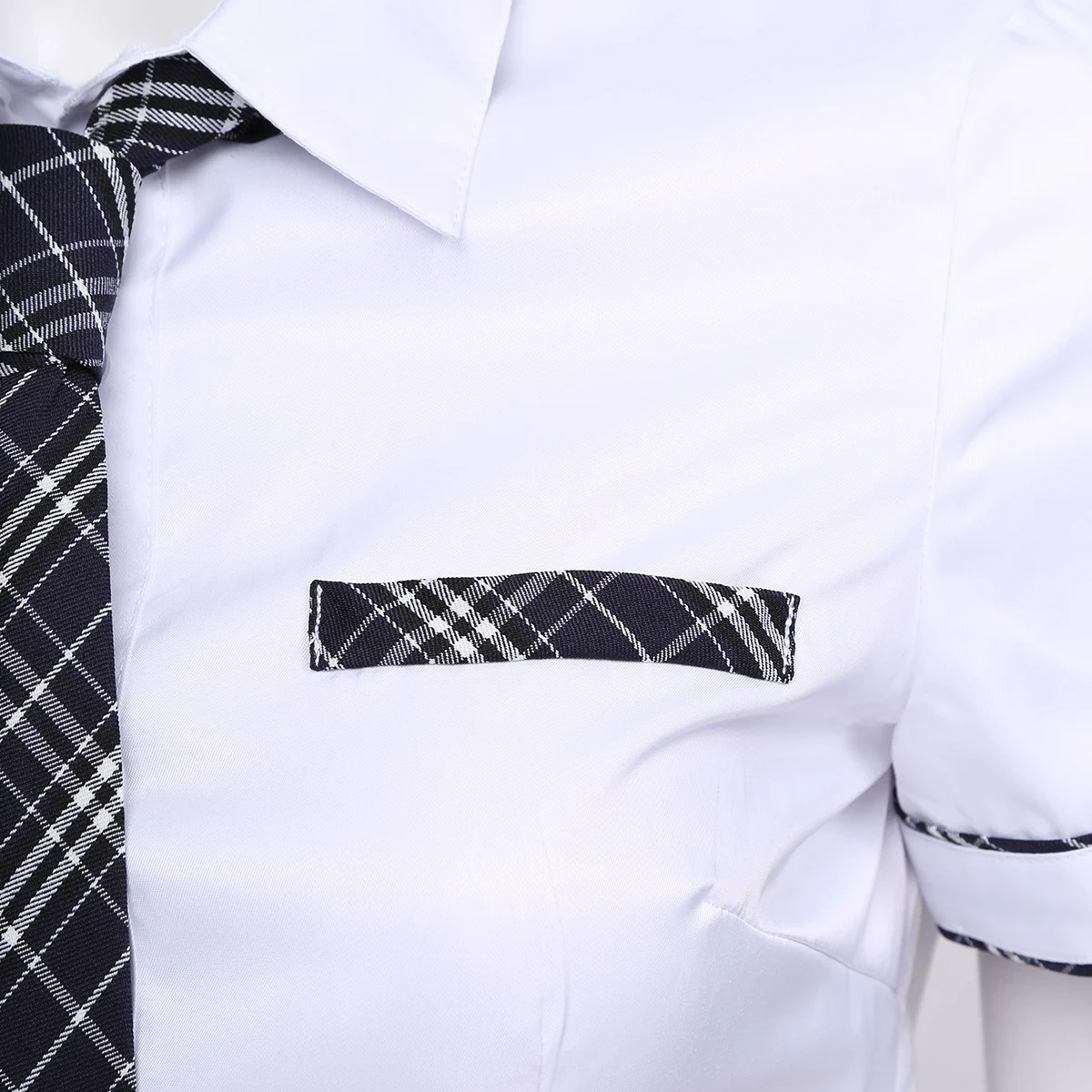 Women Halloween School Girls Uniform Plaid Mini Skirt Tie