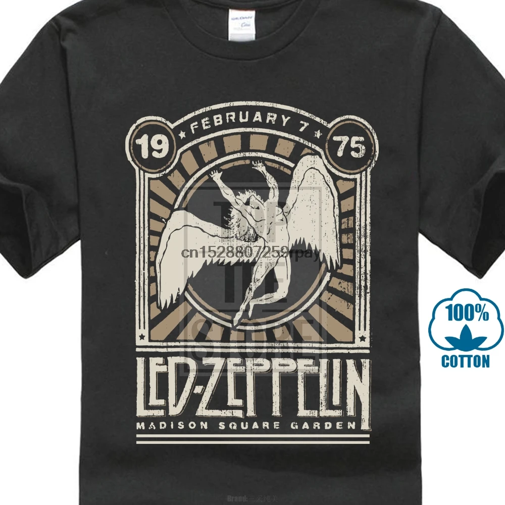 

Led Zeppelin Herren T Shirt Madison Square Garden 1975 Schwarz New Tops Print Letters Men T Shirt Black Cotton T Shirt