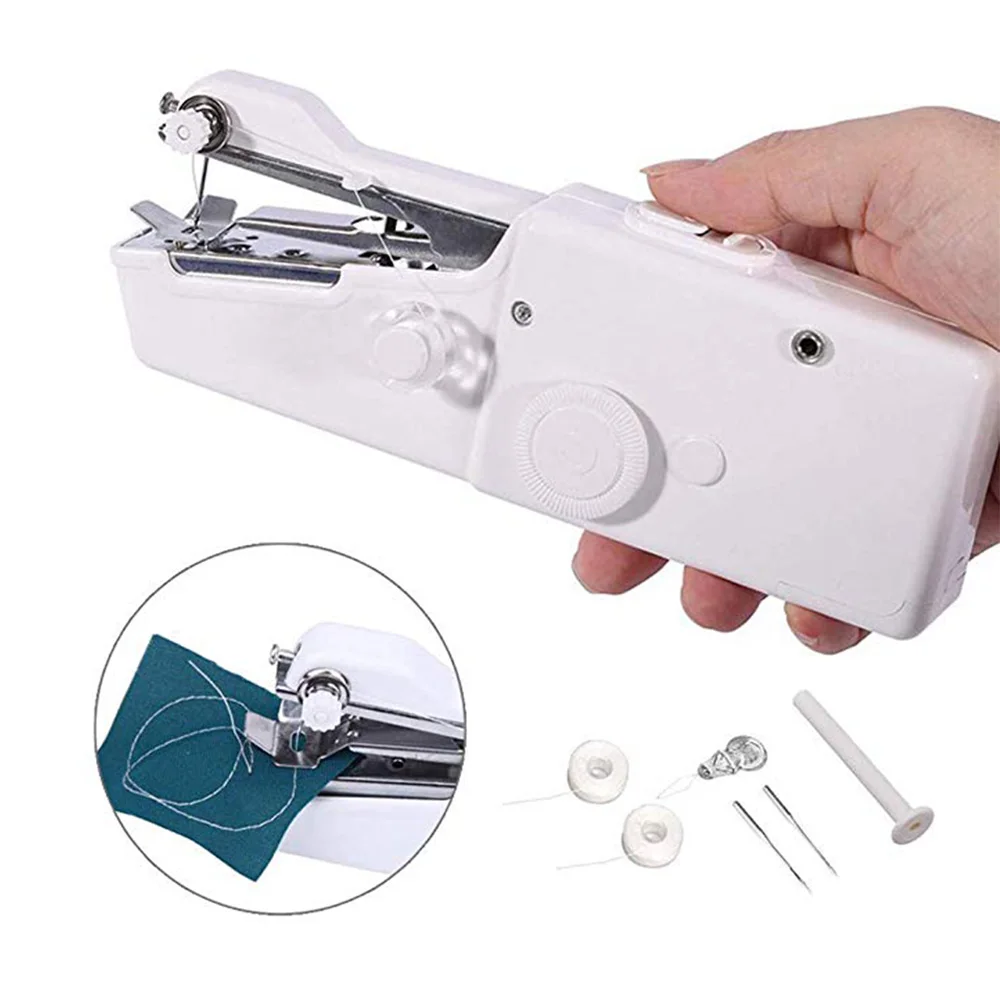 Portable Sewing Machine Mini Handheld Sewing Machine Cordless Electric Stitch Household Tool for Fabric Clothing Kids Cloth