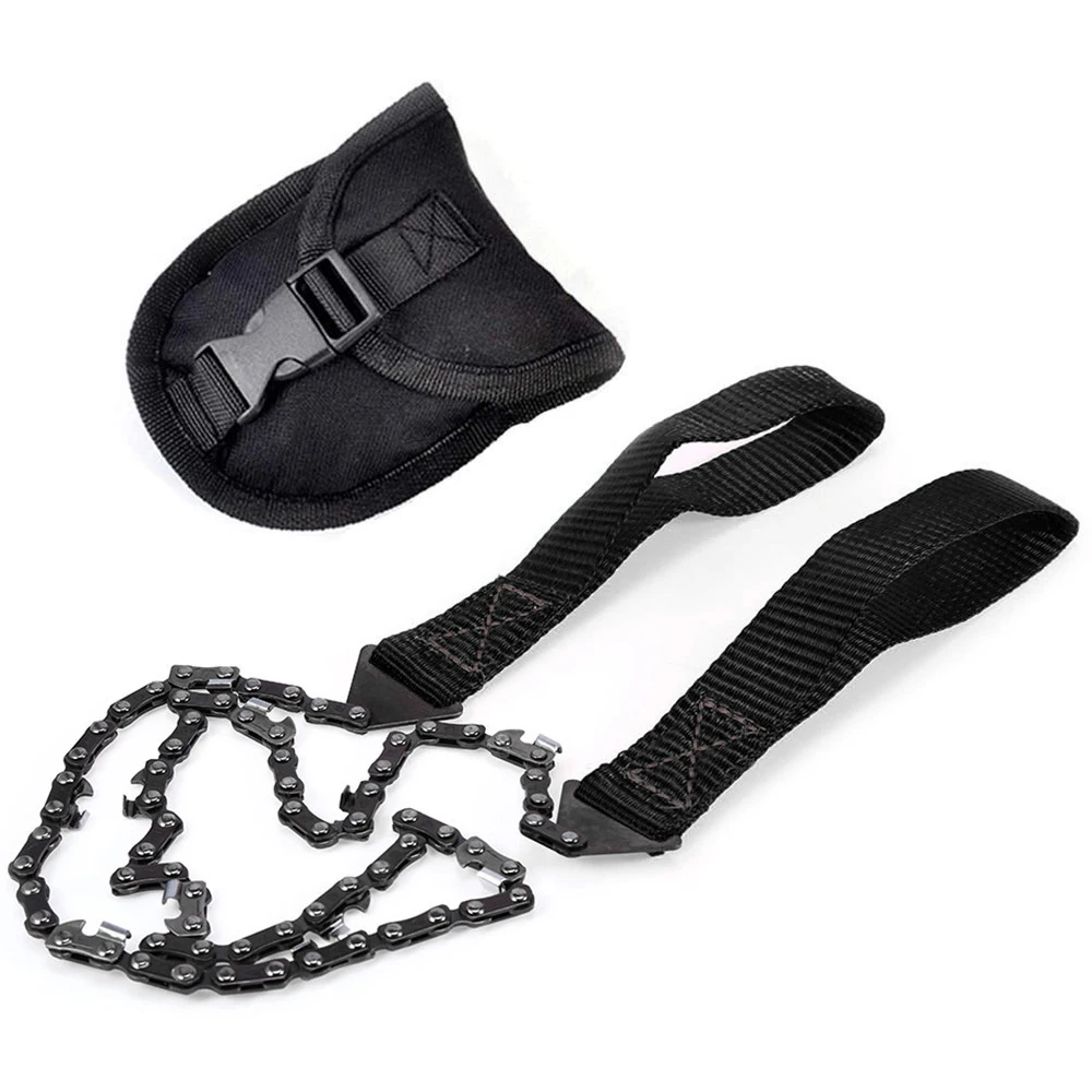 Garden Tools 24-inch Portable Outdoor Survival Hand Zipper Saw Wire Saw Handheld Chains Wood Cutting Tool 11/33 Tooth Orange