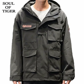 

SOUL OF TIGER New 2020 Spring Korean Fashion Designer Mens Vintage Clothes Male Loose Patchwork Jackets Casual Streetwear Coats