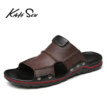 

new summer men's sandals soft leather Slippers breathable non-slip beach shoes men's slippers Zapatos Hombre men's shoes