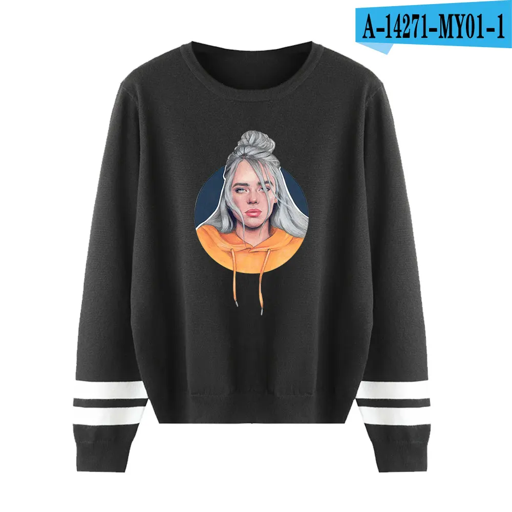 Вязаные свитера Billie Eilish, Свитера Осень/Зима с круглым вырезом, теплые свитера для мужчин и женщин, повседневные пуловеры, уличная мода, свитера - Цвет: As picture