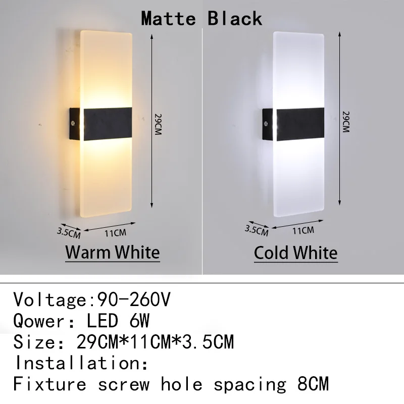 Mini 4/6/12/18W Led Acrylic Wall Lamp AC90-260V Long warm white Bedding Room Living Room Indoor wall lamp Bedroom Modern Simple wireless wall lights Wall Lamps