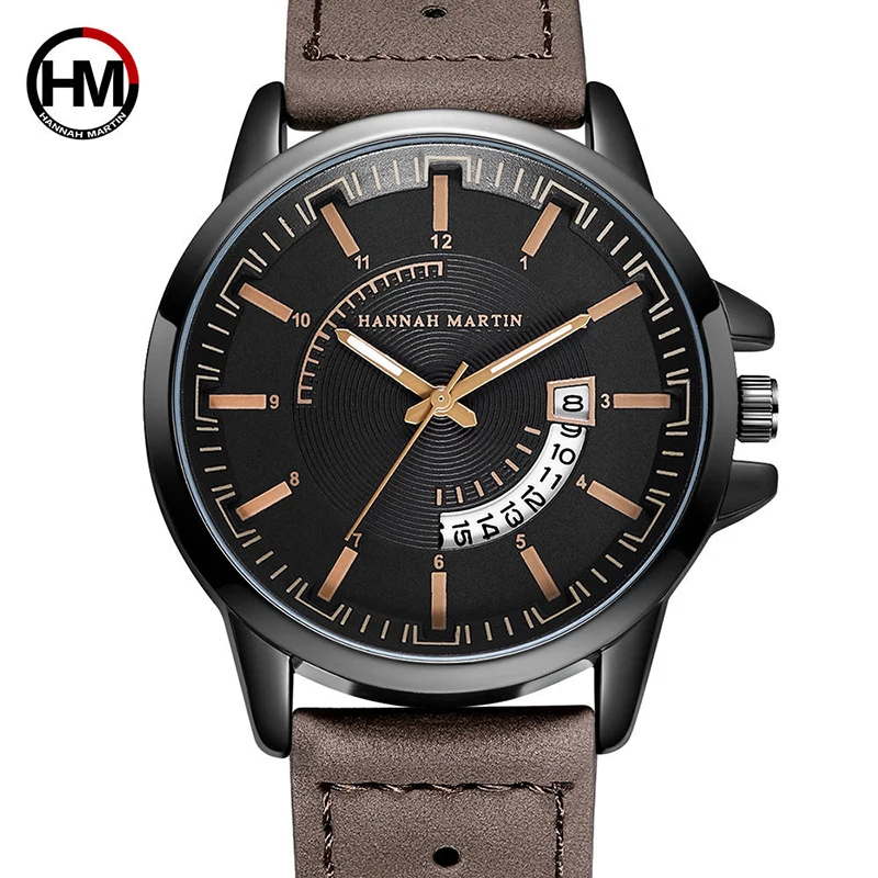 

Hannah Martin Watches Men Sport Quartz Clock Analog Date Watch Man Gift 2020 Fashion Leather Military Waterproof Wristwatch