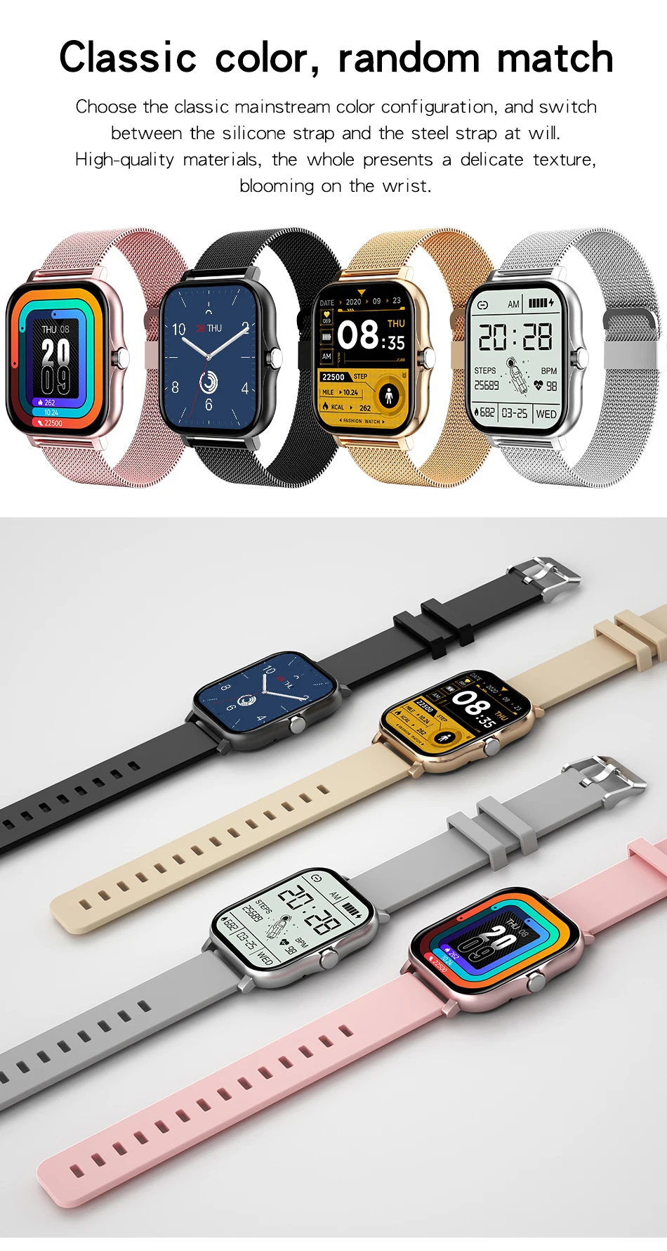 For Xiaomi Samsung Android Phone Reloj Inteligente Mujer Custom Dial Smart watch Women Bluetooth Call 2021 Smart Watch Men +Box