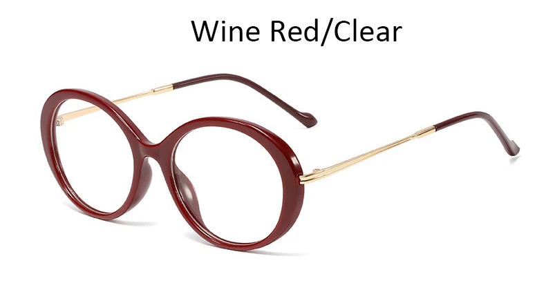 Wine Red Clear Новые ретро женские Овальные очки оправа винтажные металлические очки оправа с прозрачными линзами оптические очки - Цвет оправы: Wine Red Clear