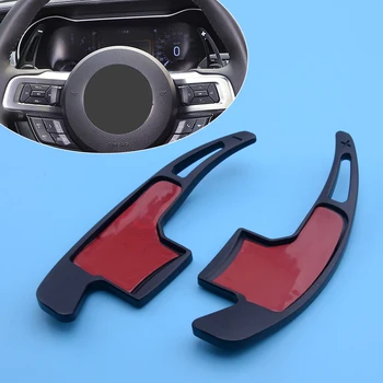 

1Pair Steering Wheel Shift Paddle Shifter Trim Cover Black Aluminum Alloy Fit for Ford Mustang 2015 2016 2017