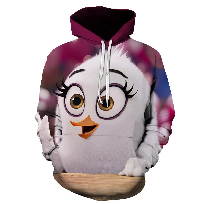 3D Printed The Angry Birds Movie 2Hooded Sweatshirts Hot Sale RED KIDS Casual Hoodies Full- sleeved Girls Casual Outwear Hoodies