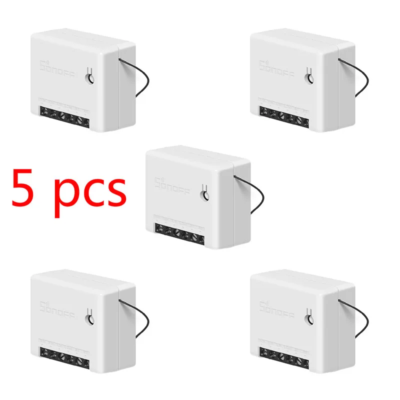 5pcs Sonoff MINI DIY умный переключатель маленький корпус пульт дистанционного управления Wifi переключатель Поддержка внешнего переключателя работа с Alexa Google Home Большая распродажа - Комплект: 5pcs