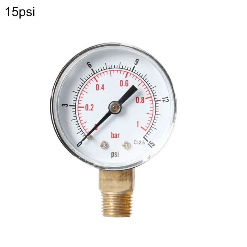 15 Манометр 52 мм 1/" BSPT вертикальный 15,30, 60100150300 PSI и бар Нижний Кронштейн - Цвет: 15