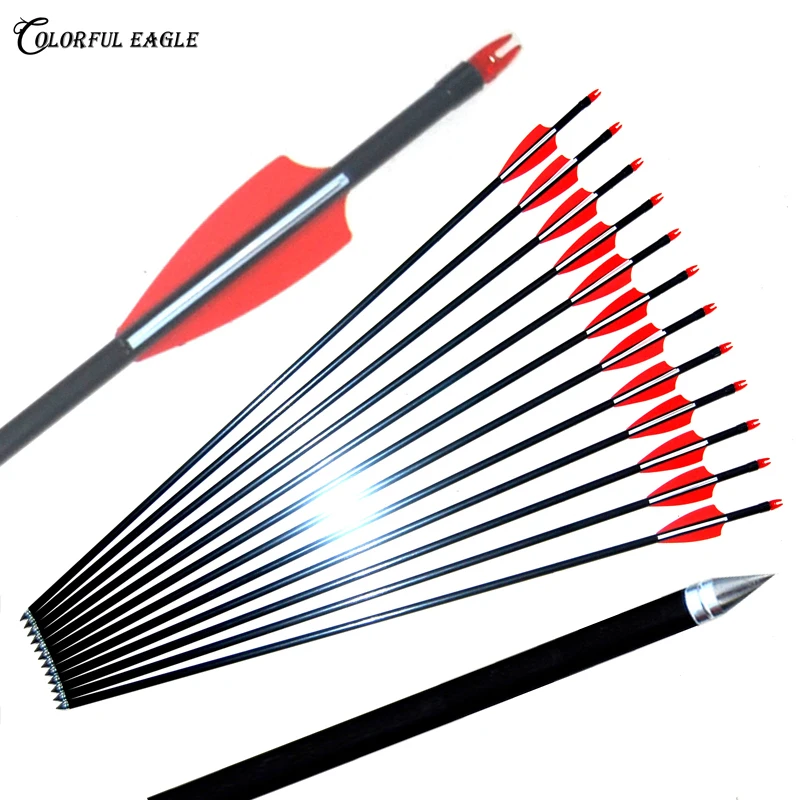 28"/30"/31" Carbon Arrows SP 500 for 15-60lbs Compound Recurve Bow Hunting Arrow 