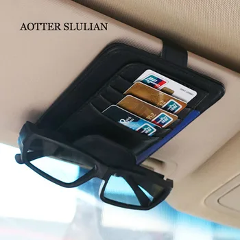 

Universal Car Sun Visor CD Organizer Holder Card Bills PU Leather Storage Bags Car Accessories Car Styling Glasses Clip Pouch