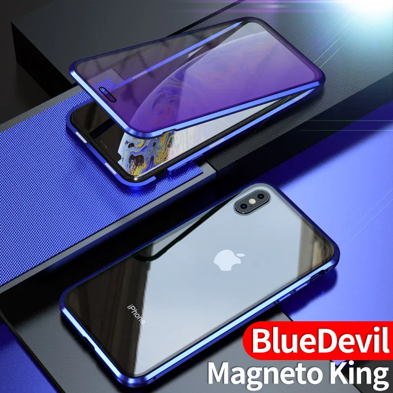 360 металлический магнитный чехол для телефона для iPhone 11 Pro Max чехол для iPhone XR X XS Max 6 6S 7 8 Plus двусторонний чехол из закаленного стекла