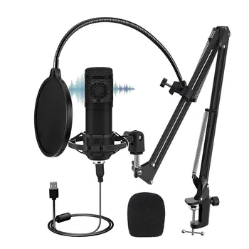 

Double Layer Filter Condenser Microphone Kit Scissor Arm Stand USB Mic Set Gaming Streaming Microphone