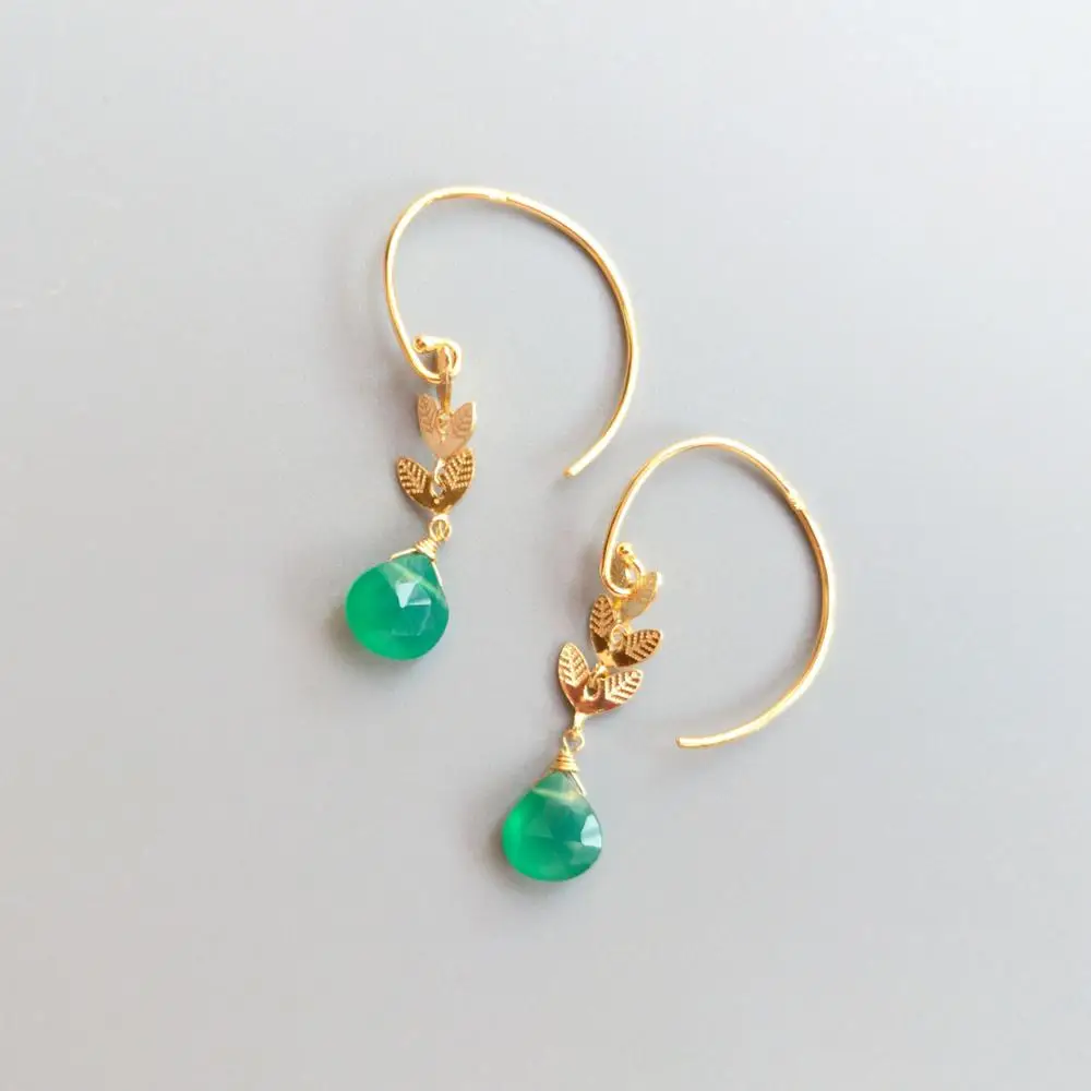 

Lii Ji Real Green Onyx Natural Stone 925 Sterling Silver Handmade Drop Earrings Delicate Jewelry For Women Gift