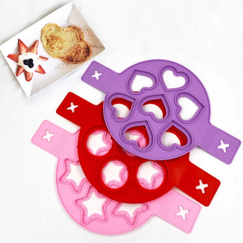 

Pancake fipper silicone multi-function egg fire omelette pan cake mold dispenser shaper baking mould DIY porous pancake maker