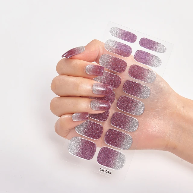 New Year Pure Color Nail Wrap DIY  Decals Plain Decor Stickers Nail Art Sticker Set Minimalist Nail Strip Christmas Nail Sticker CS-48