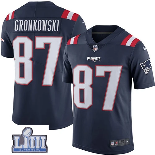 MEN Мужская футболка New England Rob Gronkowski Patriots Super Bowl LIII Bound Navy - Color: MEN