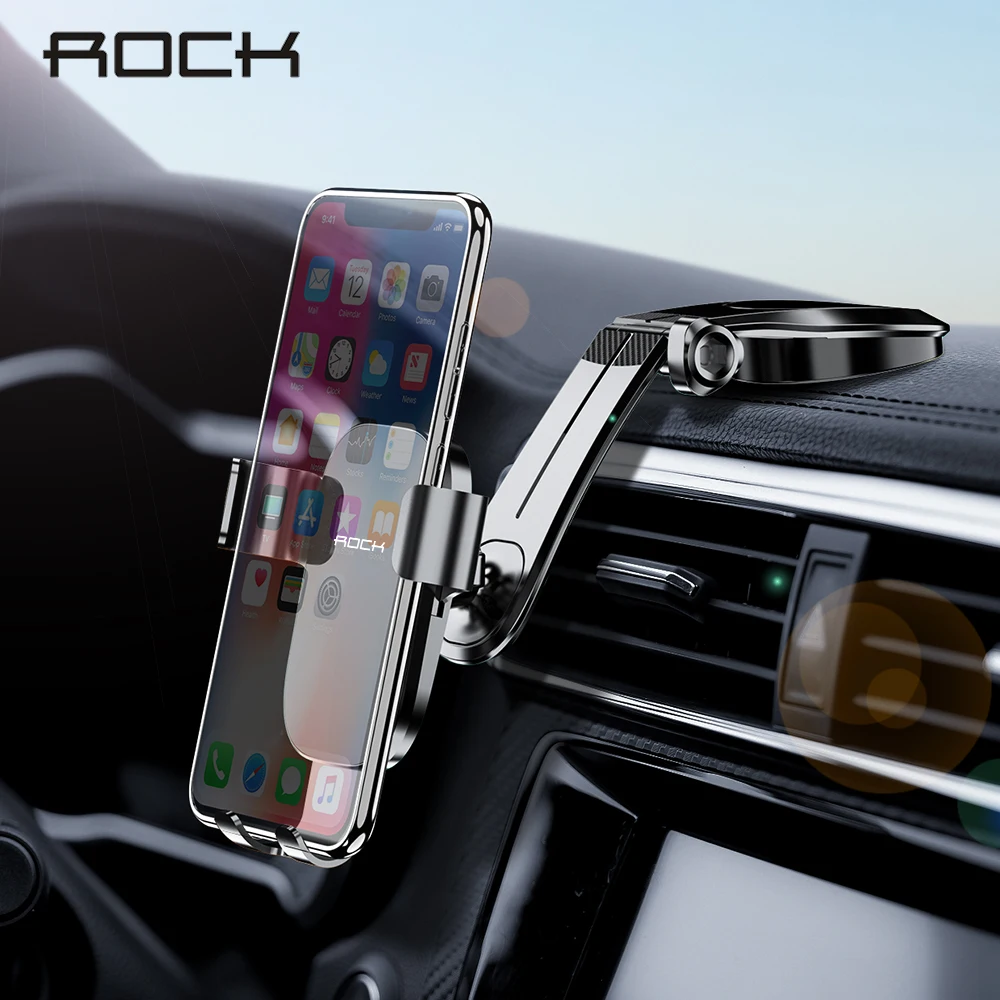 Dashboard Black Автомобильный держатель для телефона ROCK Gravity, вращение на 360, подставка для мобильного телефона, держатель на вентиляционное отверстие автомобиля, универсальный кронштейн для iPhone, samsung - Цвет: Dashboard Black