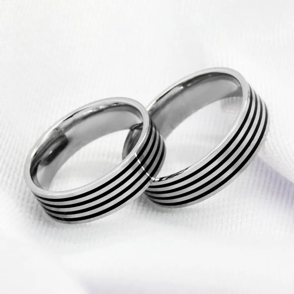 Настоящее серебро 925 пробы пара колец для мужчин и женщин черная полоса