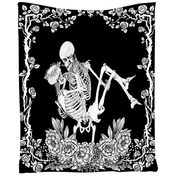 

Office Black And White Living Room Bedroom Wall Hanging Art Skull Tapestry Background Kissing Lovers Romantic Home Decor DIY