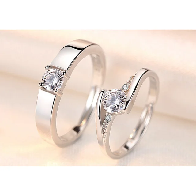 Buy Palmonas 925 Sterling Silver Solitaire Band Couple Rings Online