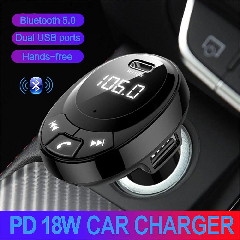 Автомобильный fm-передатчик, Bluetooth 5,0, Автомобильный MP3-плеер, быстрая зарядка, 3,1 аккумулятор, адаптер напряжения, автомобильный беспроводной Bluetooth комплект 5