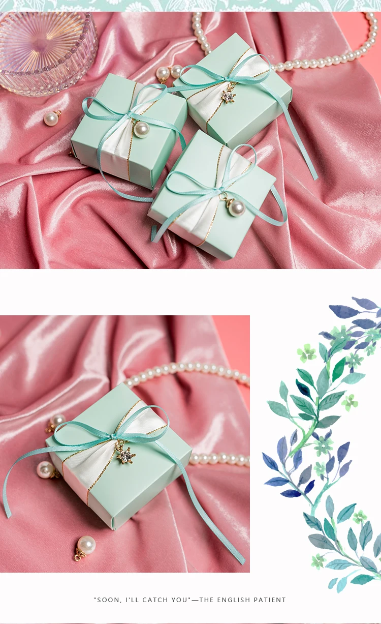 20pcs/lot Wedding candy box pink/blue Light luxury gift boxes baby shower Birthday paper packaging gift box party favors