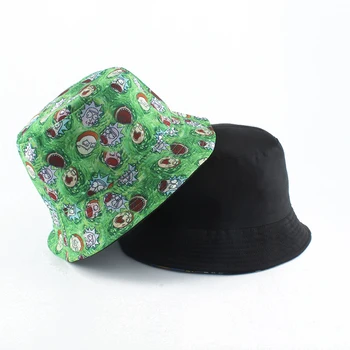

Anime Rick Morty Fisherman Hat Panama Reversible Bucket Hat Men Women Summer Sun Cap Hip Hop Gorros Cartoon Print Fishing Hat