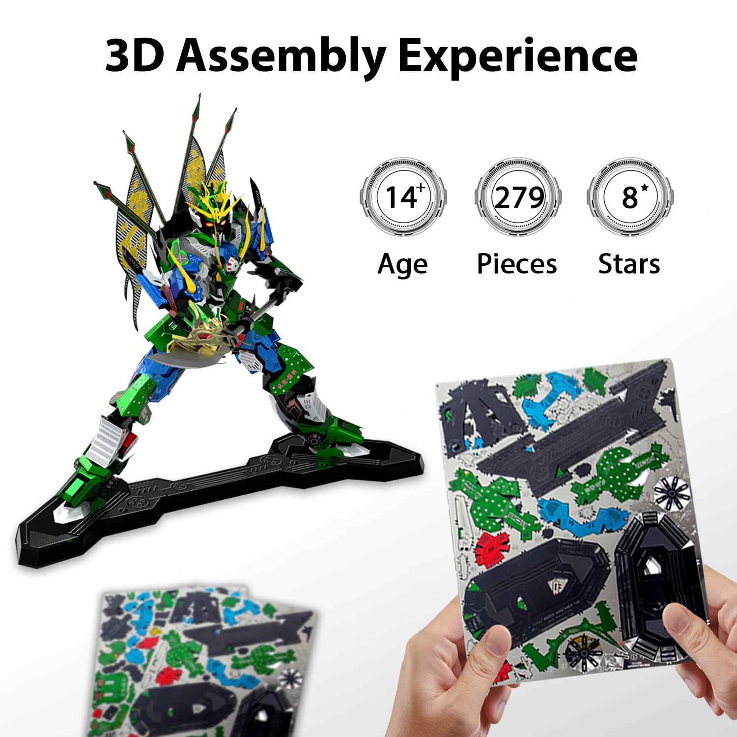 Microworld 3D Metal Jigsaws Puzzles The Three Kingdoms Action figures Guan Yu Kits DIY Modern Color Toys Gifts For child Adult 2