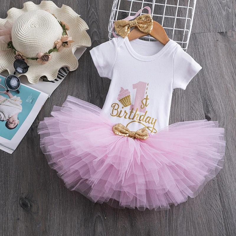 Robe Tutu A Manches Longues Pour Bebe Fille Tenue Mignonne Pour Le 1er Anniversaire Vetements Pour Nouveau Ne Ete 3 Pieces Aliexpress