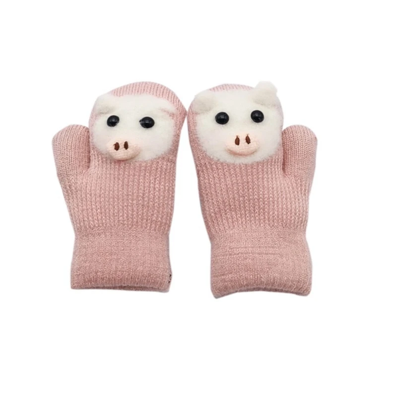 Детские перчатки, зимние детские толстые теплые перчатки с кроликом из мультфильма для девочек, милые шерстяные варежки с кроличьим мехом