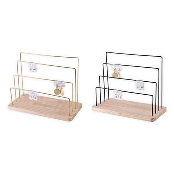 

Wooden Jewelry Display Stand Metal Hook Earrings Necklace Storage Rack