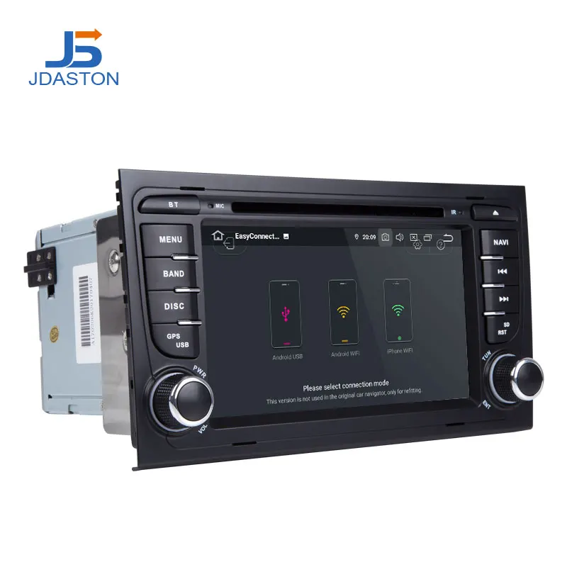 Best JDASTON Android 9.0 Car DVD Multimedia Player For AUDI A4 2002-2008 GPS Navigation 2 Din Car Radio Audio 4G+64G Steering wheel 2