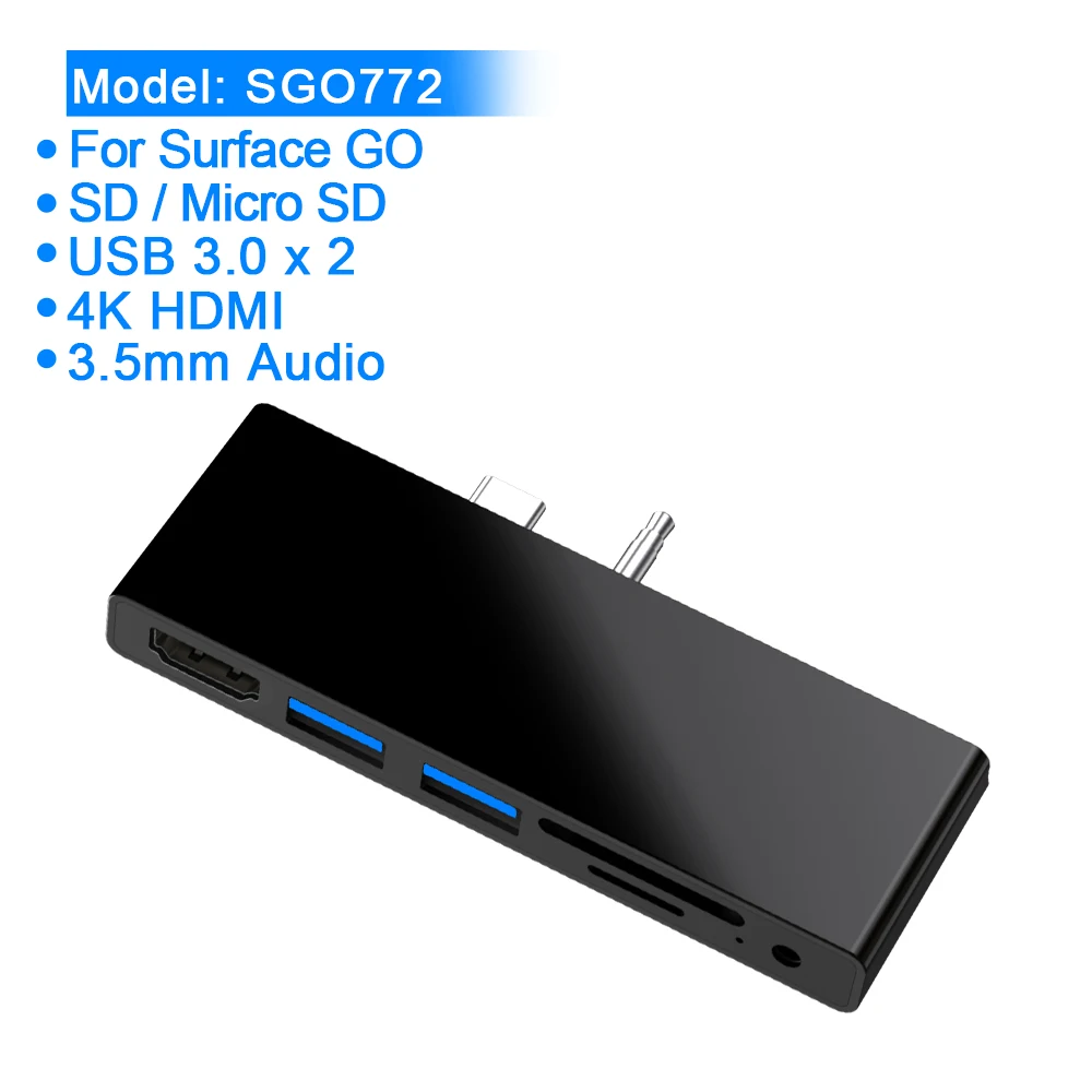 Rocketek usb 3,0 кард-ридер концентратор 4K HDMI 1000 Мбит/с гигабитный Ethernet адаптер SD/TF micro SD 3,5 мм аудио для microsoft Surface GO - Цвет: SGO772