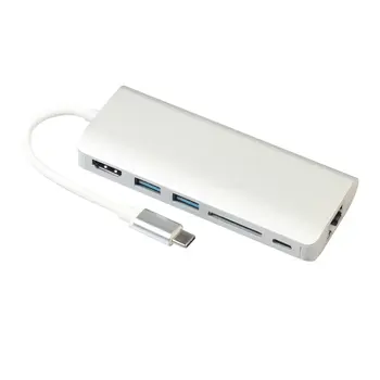 

Type-C Six-In-One Computer Notebook Multi-Function Expansion 3647 Silver Professional Compact Portable Converter