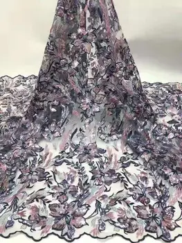 

New Design High Quality 2020 Tulle Sequins African Lace Fabric Guipure Embroidered French Net Nigerian Lace Fabric for Wedding