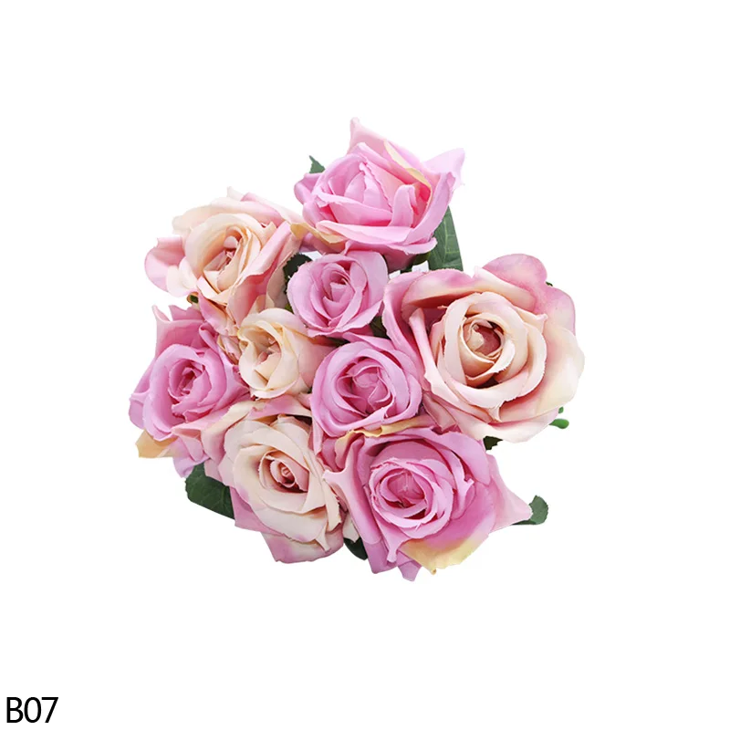 Дешевый искусственный цветок высокого качества поддельный цветок Шелковая Роза искусственная цветок для свадьбы День рождения вечеринки украшения дома - Цвет: B07 rose red peach