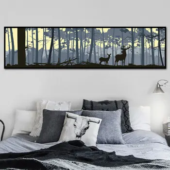 

Cartoon Forest Elk Nordic Poster Modern Pictures Wall print Art Canvas Oil Painting for Living Room Office Home Decor No Frame
