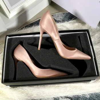 

2019 With Single Silk Noodles Nude Color Light Colour High Real Silk Shoe Sharp Fine With Fine With Exceed